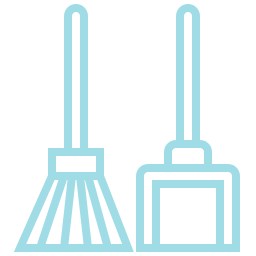 An icon depicting a broom and dustpan.